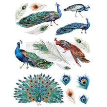 Carregar imagem no visualizador da galeria, REDESIGN DECOR TRANSFERS® – Peacock Dreams    – Tamanho 60cm x 88 cm  divido por 3 folhas
