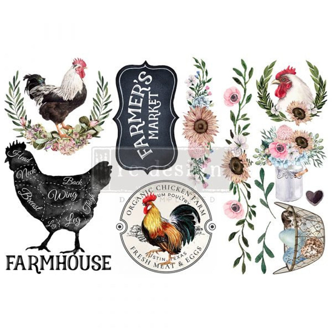 Morning Farmhouse REDESIGN DECOR TRANSFERS®  – Tamanho 15 cm x 30 cm  / 3 folhas