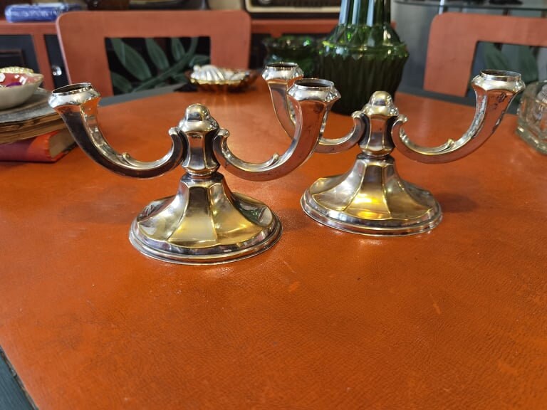 Pair (2) Vintage Silver Plated Candlesticks