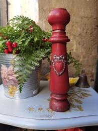 Rustic antique wooden candlestick made from ancient balusters.  Measure: 28 cm.