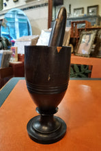 Carregar imagem no visualizador da galeria, This is a unique African Etched Ebony Mortar and Pestle from Mozambique dated from 1970’s
