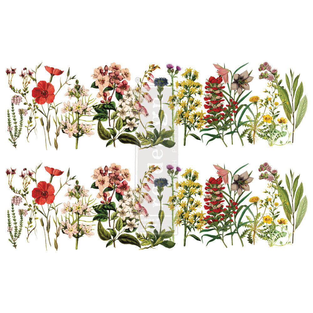 THE FLOWER FIELDS REDESIGN DECOR TRANSFERS®  – Tamanho 61cm x 89 cm  divido por 2 folhas